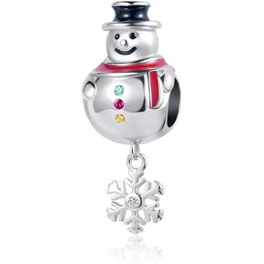 Christmas Snowman Snowflake Charm Beads for European Pandora Snake Charms Bracelets