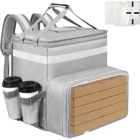 Food Delivery Backpack,Expandable Insulated Hot Pizza Bags for Delivery with 3 Support Boards for Bike,Large Leakproof Food Delivery Bag with Reflective Strip For Uber Eat,Grubhub,Doordash,Catering