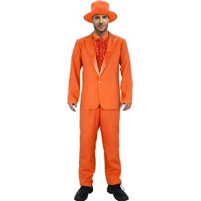Adult Lloyd and Harry Tuxedo Costume Suit 90s Men Dumb Blue Dumber Orange Halloween Coat Pants Hat Bow Tie Outfit