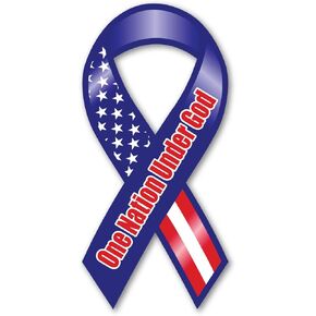 One Nation Under God Ribbon Magnet by Magnet America Is 8" x 3.875" Made for Vehicles and Refrigerators