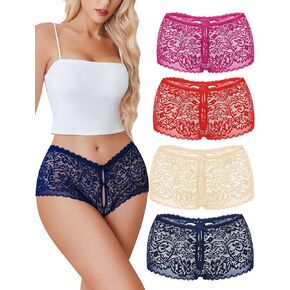 ملابس داخلية مثيرة للنساء من Avidlove سراويل داخلية قصيرة من الدانتيل سراويل داخلية عالية الخصر سراويل صفيق ناعمة 1/4 حزمة in Kuwait