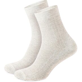 mens Special Thin Breathable Organic Linen Pack of 5 Socks, Beige, 7-9