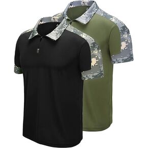 ZITY 2 Pack Mens Polo Shirts Short Sleeve Tactical Military Outdoor Sports Shirts