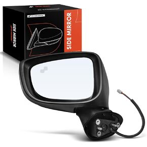 مرآة باب كهربائية جانبية للسائق من A-Premium - متوافقة مع Mazda 3 2014 2015 2016 - مرآة رؤية خلفية خارجية ساخنة قابلة للطي باللون الأسود مع إشارة الانعطاف والكشف عن البقع العمياء