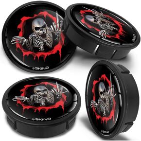 4 x 60mm ABS Car Alloy Wheel Centre Universal Rims Hub Center Caps Auto Tuning Logo Emblem Silver Gloss Black Skull CX 20
