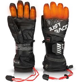 Waterproof Rechargeable Ski Heated Gloves for Men and Women, Anti-Lost Rope, Snow Stopper, Soft Nano Heating System, Adjustable Wristband, Flexible Finger Bends, Ideal for Skiing & Snowboarding