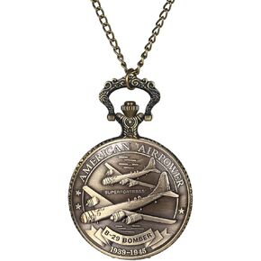 JewelryWe Bronze Retro Pocket Watch Men's United States Marine Corps Veterans Quartz Watch for Xmas