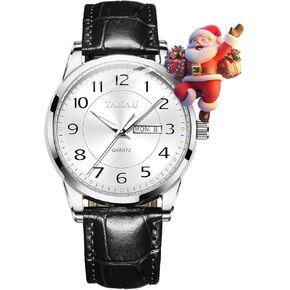 Men's Watches Fashion Casual Leather Watches for Men Big Face Easy Read Arabic Numerals Mens Watches Quartz Analog Luminous Waterproof Men Watch Day Date Classic Luxury Dress Men's Wrist Watches