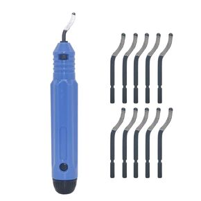 Deburring Tool Set RB1000 with 11 High Speed Steel Swivel Blades, 360 Degree Rotary Head for Metal, Resin, Aluminum, Copper, Plastic, 3D Printing, Brass, PVC Pipes - Ideal for Plumbing - Burr Removal