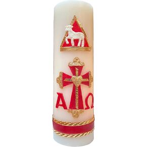 Angelitos de Mexico Alpha Omega Sheep Catholic Paschal Candle Handmade Artisanal Cirio