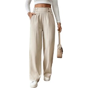 SweatyRocks Women's Wide Leg Dress Pants High Elastic Waist Business Casual Work Trousers with Pockets