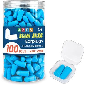 AZEN 100 Pairs Ear Plugs Bulk, Soft Foam Ear Plugs for Sleeping Noise Cancelling, NRR 32dB Earplugs for Concerts Shooting Swimming Noise Reduction (Lake Blue)