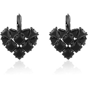 Goth Heart Huggie Earrings For Women Black Cubic Zirconia Earrings Fun Black Heart Earrings