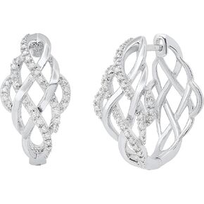 Dazzlingrock Collection 0.25 Carat (ctw) Round White Diamond Ladies Shiny Swirl Infinity Vintage Style Hoops & Huggies Earrings 1/4 CT, 925 Sterling Silver