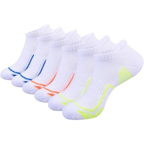 JOYNÉE Mens Ankle Athletic Low Cut Socks for Men Sports Running Cushion 6 Pack,White,Sock Size 10-13