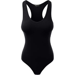 Women's Racerback Tank Top Bodysuits Sleeveless Sexy V-Neck Cotton Jumpsuits