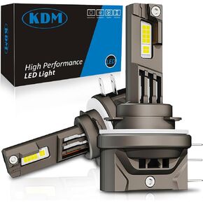 KDM H15 LED Bulb,50W High Power 600% Brightness LED Chip,Fit for VW Golf Benz Audi Ford BMW,High/Low Beam Replacement Fog Light Bulb,6500K White,2Pack