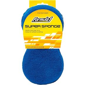 Formula 1 Super Car Wash Sponge – Two-Sided Microfiber Sponge with Mesh Scrubber Side – Car Sponges for an Intense Clean – Durable & Effective Car Cleaning Supplies