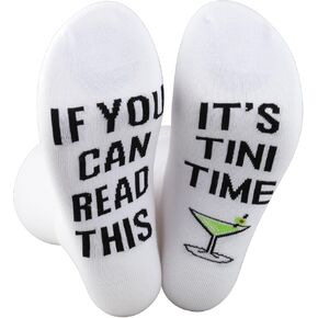 POFULL 2PAIRS Tini Time Socks Dirty Martini Lover Gift Martini Merch Cocktail Lover Gift Drinker Gift Novelty Socks