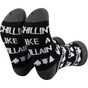 BDPWSS Evil Queen Gift Maleficent Gift Chillin' Like a Villain Socks For Villain Infamous Evil Group Gift Family Trip Gift