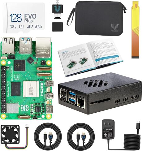 Vilros Raspberry Pi 5 Starter Kit MAX – Official 8GB RAM Pi 5 Board, 128GB Preloaded Micro SD, Case, Power Supply & Cooling – Complete Plug-and-Play Kit for Beginners & Advanced Users in Kuwait
