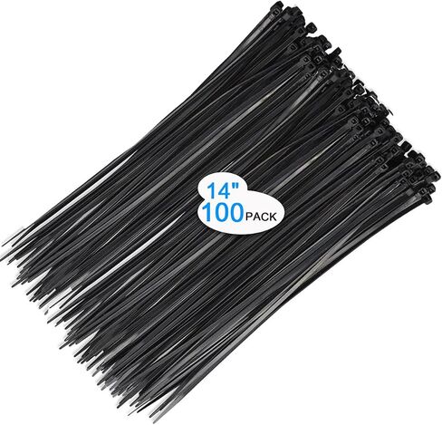 100 PCS Black Nylon Zip Ties 10 Inch - Heavy Duty, UV-Resistant, High/Low Temperature, Flame-Retardant, Corrosion-Resistant, Flexible, Eco-Friendly - Ideal for Home, Fence in Saudi Arabia