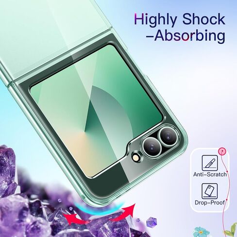 حافظة JETech لهاتف Samsung Galaxy Z Flip 6، هيكل صلب شفاف من البولي كربونات، غطاء هاتف واقٍ نحيف مضاد للخدش ومقاوم للصدمات (شفاف) in Saudi Arabia
