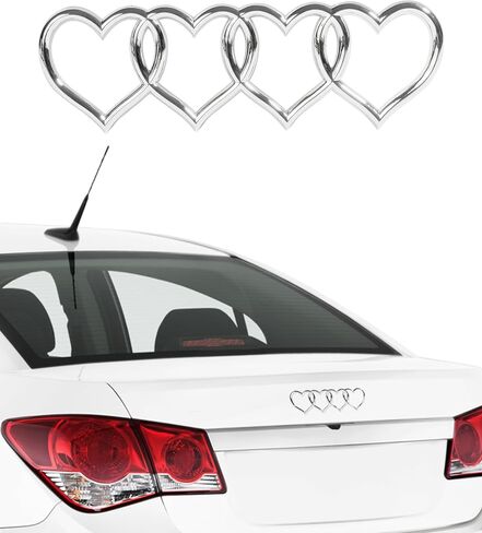 3D Car Decals,Heart Decals for Cars,Car Accessories,Car Trunk Badge Decal Sticker,Car Logo Emblem Sticker,Car Tail Replacement Decoration Decals,Applicable to A3 A4 A5 A6 A8 TT R8 Q3 Q5 (Silver) in Saudi Arabia