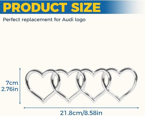 3D Car Decals,Heart Decals for Cars,Car Accessories,Car Trunk Badge Decal Sticker,Car Logo Emblem Sticker,Car Tail Replacement Decoration Decals,Applicable to A3 A4 A5 A6 A8 TT R8 Q3 Q5 (Silver) in Saudi Arabia