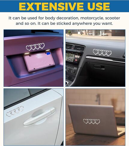 3D Car Decals,Heart Decals for Cars,Car Accessories,Car Trunk Badge Decal Sticker,Car Logo Emblem Sticker,Car Tail Replacement Decoration Decals,Applicable to A3 A4 A5 A6 A8 TT R8 Q3 Q5 (Silver) in Saudi Arabia