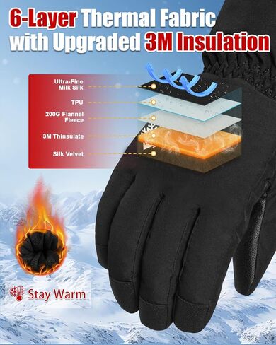 RIGWARL Waterproof Mens Women Gloves for Cold Weather, -5℉ Warm Winter Thermal Gloves with Touch Screen, Anti-Slip Lightweight Snow Gloves Winter for Driving Running Cycling Hiking in Kuwait