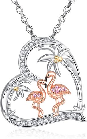 KINGWHYTE Flamingo Necklace for Women 925 Sterling Silver Necklace Pink Flamingo Necklace Flamingo Gifts for Women in Kuwait