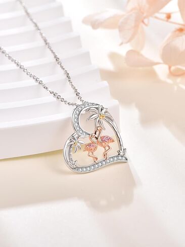 KINGWHYTE Flamingo Necklace for Women 925 Sterling Silver Necklace Pink Flamingo Necklace Flamingo Gifts for Women in Kuwait