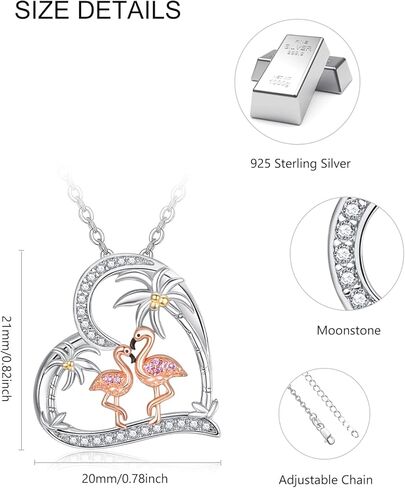 KINGWHYTE Flamingo Necklace for Women 925 Sterling Silver Necklace Pink Flamingo Necklace Flamingo Gifts for Women in Kuwait
