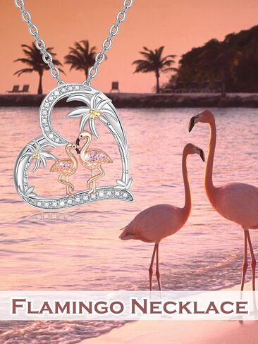 KINGWHYTE Flamingo Necklace for Women 925 Sterling Silver Necklace Pink Flamingo Necklace Flamingo Gifts for Women in Kuwait