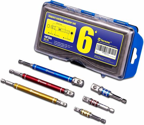 Impact Socket Adapter Set, 3/8, 1/4, 1/2 Drill Socket Adapter with Spin Sleeves, Impact Driver Socket Adapter, 40cv High-durability Steel, Color-coded (6pack) in Kuwait
