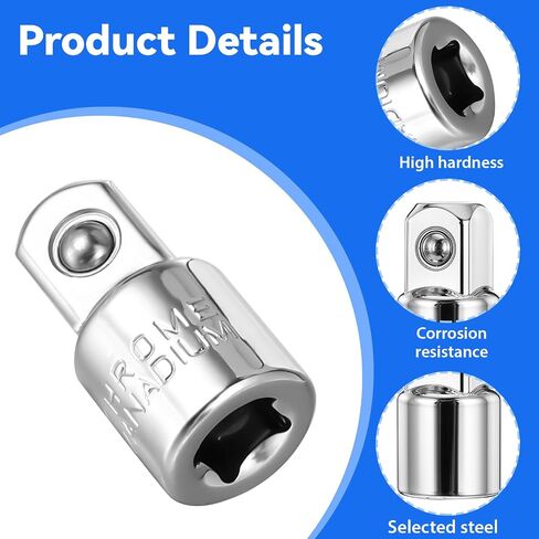 6 Piece Socket Adapter and Reducer Set 1/4", 3/8", 1/2" Chrome Vanadium Steel Converter Sets Kit For Car and Construction Work in Saudi Arabia
