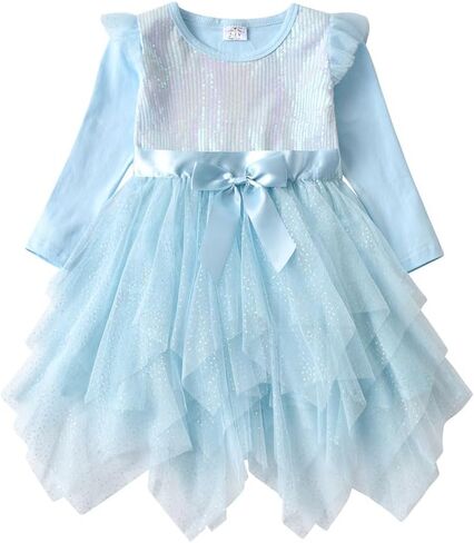 VIKITA Girls Dresses for Winter Long Sleeve Toddler Girls Clothes Party Tulle Dresses for Girls 3-12 Years in Saudi Arabia