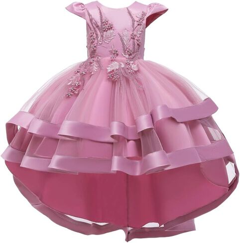 HIHCBF Little Big Girls Flower High Low Tulle Dress Princess Wedding Pageant Birthday Party Formal Evening Dance Ball Gown in Kuwait