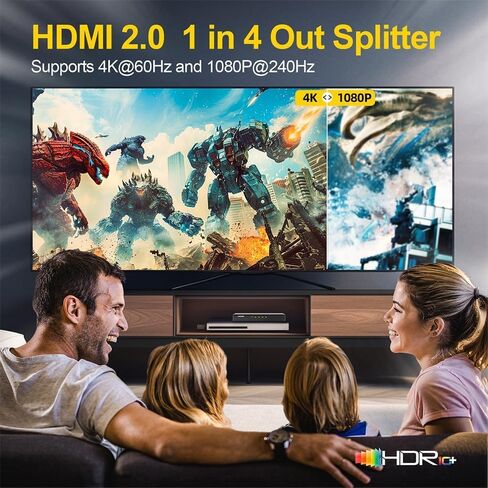 موزع HDMI 4K@60 هرتز 1 في 2 مع خاصية تقليل الحجم الذكي HDR HDCP 2.2 إدارة EDID ودعم 1080p و3D in Kuwait