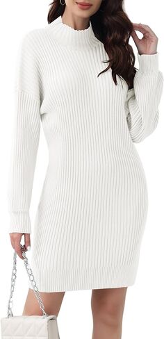 HDLTE Womens Long Sleeve Sweaters Oversized Loose Mock Neck Pullover Sweater Dress for Women Winter Trendy 2025 in Saudi Arabia