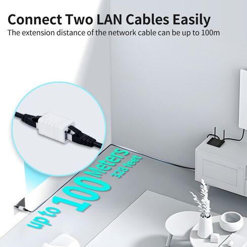 RJ45 Coupler Ethernet Cable Extender Female to Female Connector Cat7 Cat6 Cat5e Cat5 LAN in Line Newwork Patch Cord Extension Adapter (White 2-Pack) in Saudi Arabia
