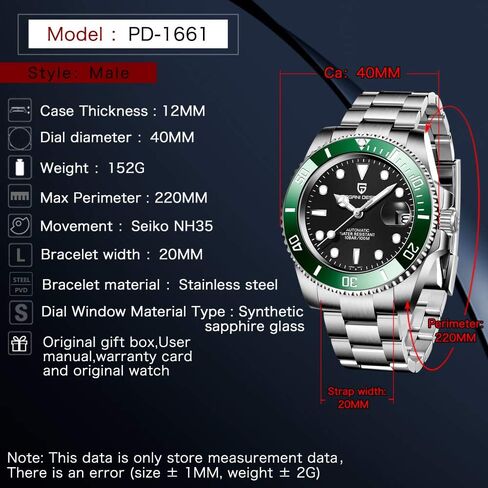 CEYADG Pagani Design Watches for Men Japan NH35 Movement Automatic Watch 40mm Stainless Steel Diver Waterproof Sapphire Crystal Sport Mens Watches in Kuwait