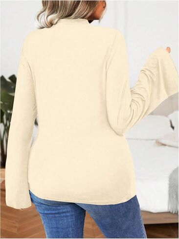SOLY HUX Women's Plus Size T Shirts Mock Neck Bell Long Sleeve Ruched Tee Tops in Saudi Arabia