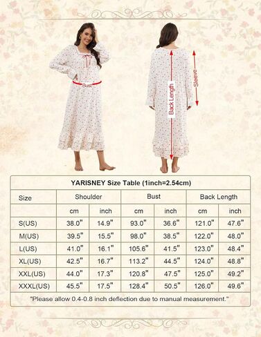 Women's Victorian Nightgown Soft Cotton Sleepwear Long Sleeve Princess Nightdress with Pockets in Saudi Arabia