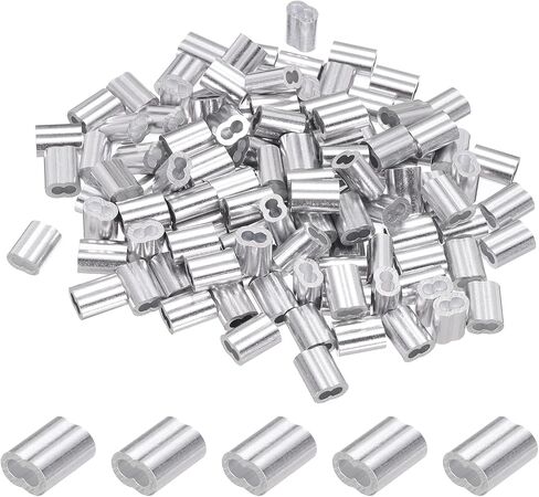 PATIKIL 1/16"/ 1.5mm Aluminum Crimping Loop Sleeves, 120Pcs Cable Crimp Ferrules Wire Rope Sleeves Loops for Rigging Railing, Silver Tone in Saudi Arabia