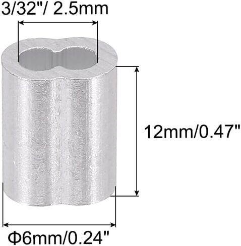 PATIKIL 1/16"/ 1.5mm Aluminum Crimping Loop Sleeves, 120Pcs Cable Crimp Ferrules Wire Rope Sleeves Loops for Rigging Railing, Silver Tone in Saudi Arabia