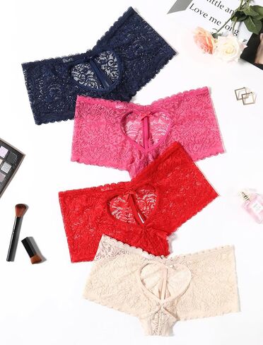 ملابس داخلية مثيرة للنساء من Avidlove سراويل داخلية قصيرة من الدانتيل سراويل داخلية عالية الخصر سراويل صفيق ناعمة 1/4 حزمة in Kuwait