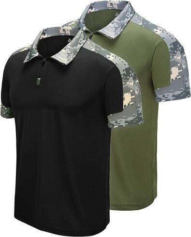 ZITY 2 Pack Mens Polo Shirts Short Sleeve Tactical Military Outdoor Sports Shirts in Saudi Arabia