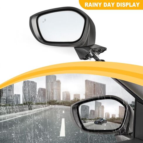 Civic Drive Side Rear View Mirror compatible with 2022 2023 2024 2025 Honda Civic with Power Glass adjustment, Heated,Blind Spot, Match Black Metallic in Saudi Arabia